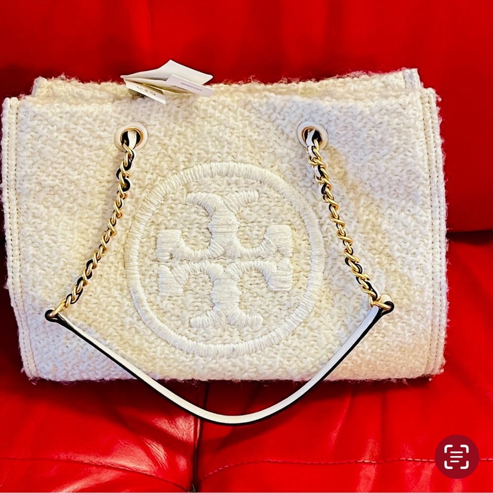 Tory Burch- Ella Boucle Chain Tote, “New Ivory”, NO LONGER AVAILABLE IN STORES